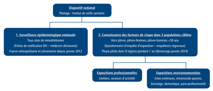 Schéma de fonctionnement des deux volets du dispositif national DO mésothéliomes Schéma de fonctionnement des deux volets du dispositif national DO mésothéliomes