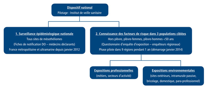 Schéma de fonctionnement des deux volets du dispositif national DO mésothéliomes